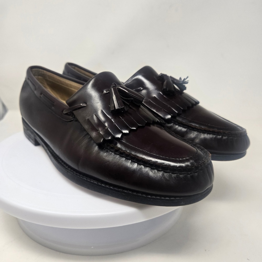 SAS Mens Cordovan Leather Kiltie Tassel Loafers Handsewn Burgundy Dress Shoes